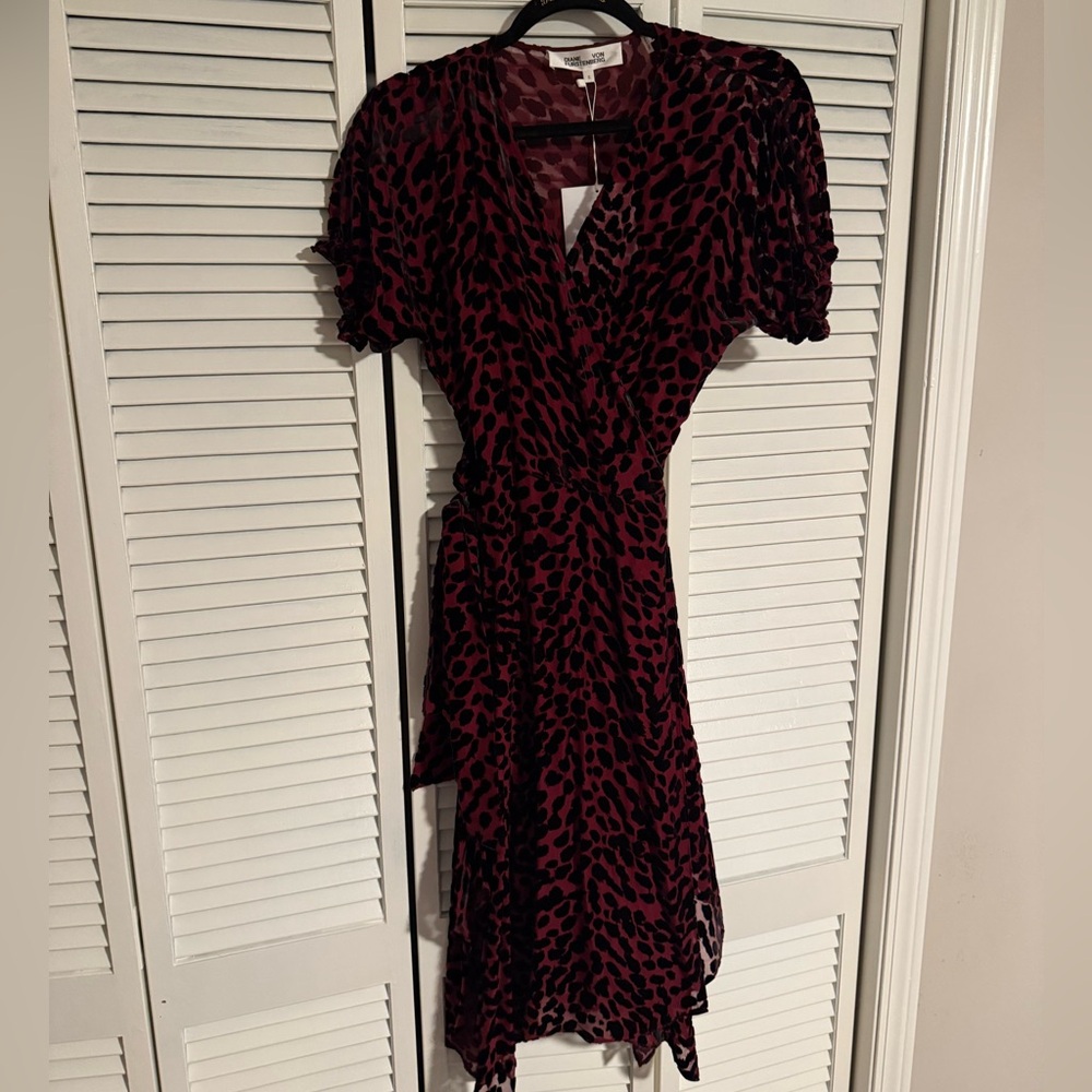 Diane Von Furstenberg Red and Black Asymmetrical Dress